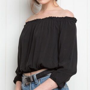 Brandy Melville Maura Off-Shoulder Black Top